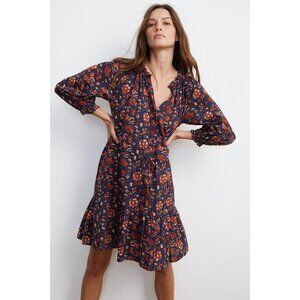 Velvet By Graham Shoshana Printed Floral Boho V-Neck Women's Dress Size Medium